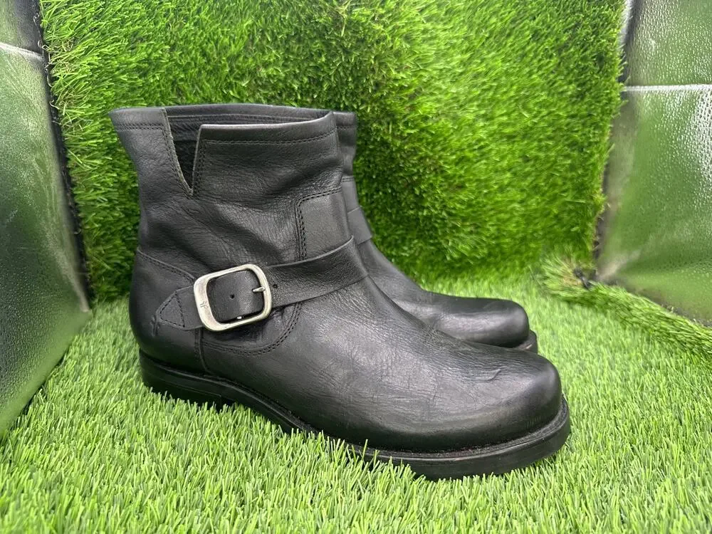 VTG Frye Veronica 3470543-BLK Ankle Bootie Boot Women's 8.5B Black Leather Moto